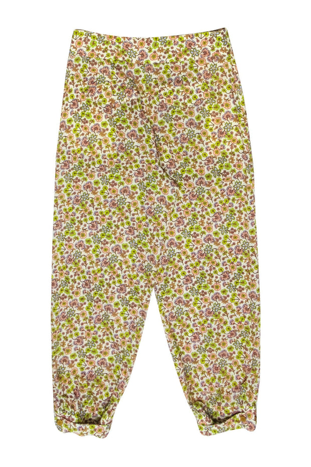 Current Boutique-Scotch & Soda - Ivory w/ Pink & Green Floral Print Pleated Pants Sz M