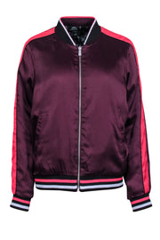 Current Boutique-Scotch & Soda - Purple & Printed Satin Reversible Bomber Jacket Sz L
