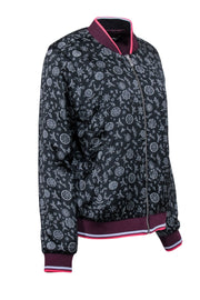 Current Boutique-Scotch & Soda - Purple & Printed Satin Reversible Bomber Jacket Sz L