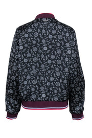 Current Boutique-Scotch & Soda - Purple & Printed Satin Reversible Bomber Jacket Sz L