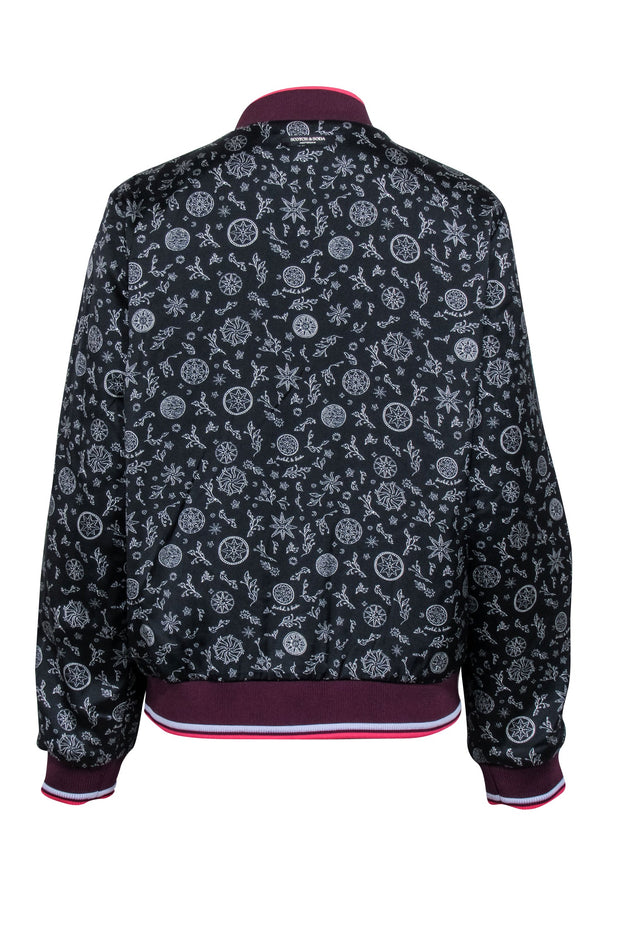 Current Boutique-Scotch & Soda - Purple & Printed Satin Reversible Bomber Jacket Sz L