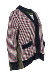 Current Boutique-Sea NY - "Petra" Beige & Red Plaid Cardigan w/ Olive Backing Sz S
