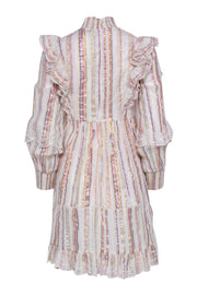 Current Boutique-Sea NY - Cream Metallic Striped Eyelet Mini Dress Sz 00