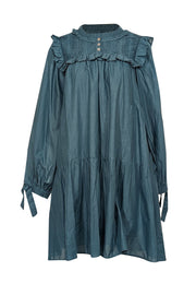 Current Boutique-Sea New York - Spruce Green Cotton Puff Sleeve Tunic Dress Sz L