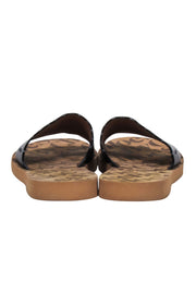 Current Boutique-See by Chloe - Black Leather Scallop Edge Slide Sandals Sz 10