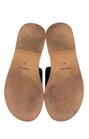 Current Boutique-See by Chloe - Black Leather Scallop Edge Slide Sandals Sz 10
