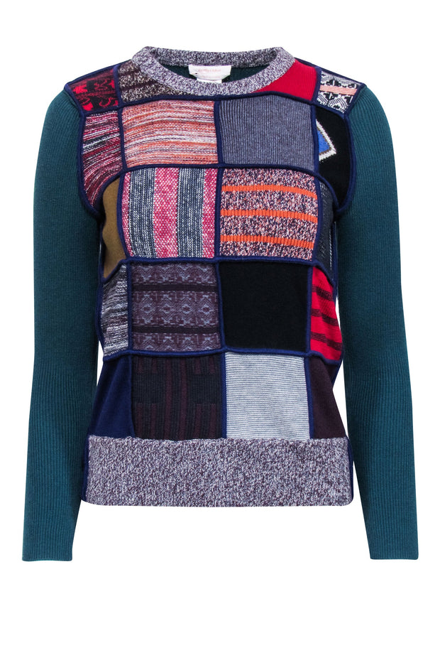 Current Boutique-See by Chloe - Green & Multicolor Patchwork Sweater Sz XS