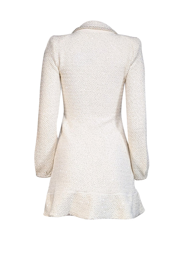 Current Boutique-Self-Portrait - Cream Metallic Knit Embellished Dress Sz S
