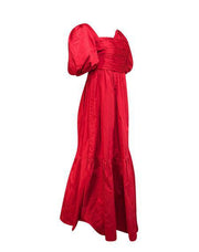 Current Boutique-Self-Portrait - Red Cotton Puff Sleeve Midi Dress Sz 6