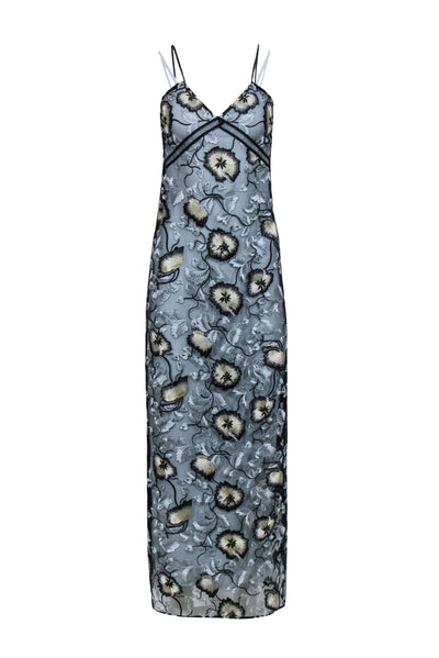 Current Boutique-Self-Portrait - Black & Blue Lace Sleeves Formal Dress w/ Blue Lining Sz 4