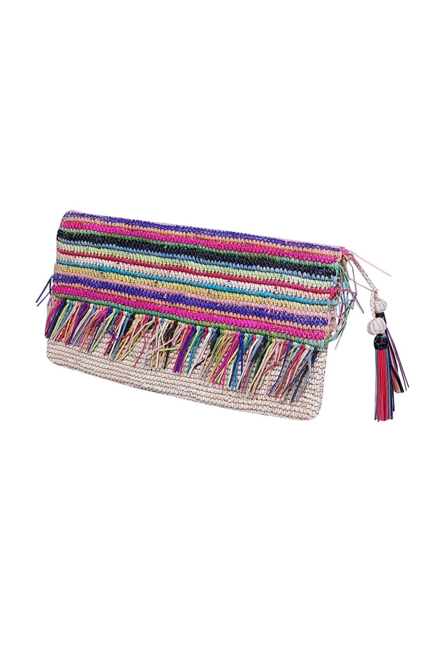 Current Boutique-Sensi Studio - Beige & Multi Color Raffia Clutch