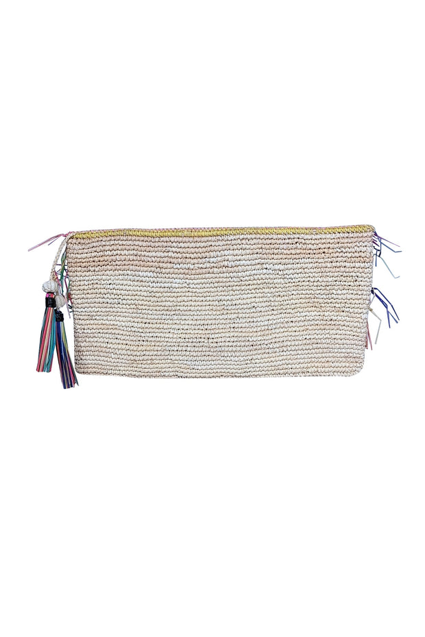 Current Boutique-Sensi Studio - Beige & Multi Color Raffia Clutch