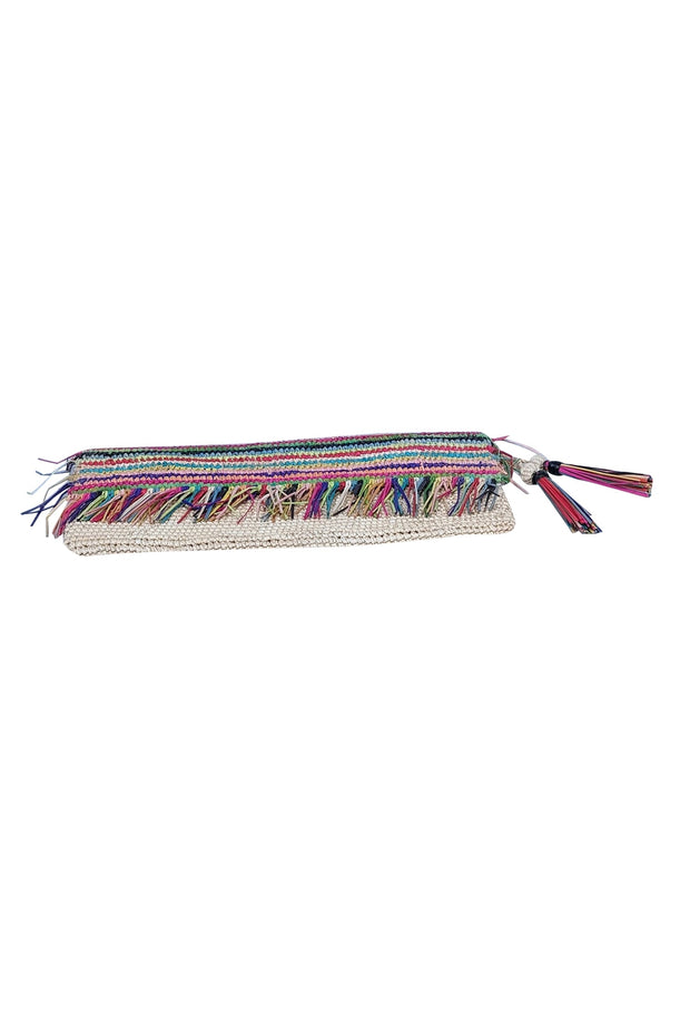 Current Boutique-Sensi Studio - Beige & Multi Color Raffia Clutch