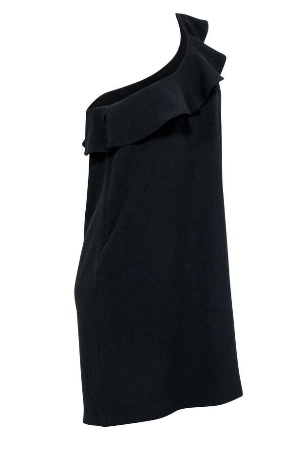 Current Boutique-Sezane - Black One Shoulder Ruffle Dress Sz 10