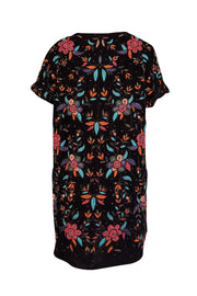 Sezane - Black Velvet w/ Pink, Orange, & Green Beaded Detail "Ema" Dress Sz 10 - Current Boutique