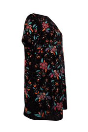 Sezane - Black Velvet w/ Pink, Orange, & Green Beaded Detail "Ema" Dress Sz 10 - Current Boutique