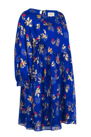 Current Boutique-Sezane - Royal Blue w/ Gold & Multi Color Floral Print Sz 8