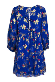Current Boutique-Sezane - Royal Blue w/ Gold & Multi Color Floral Print Sz 8