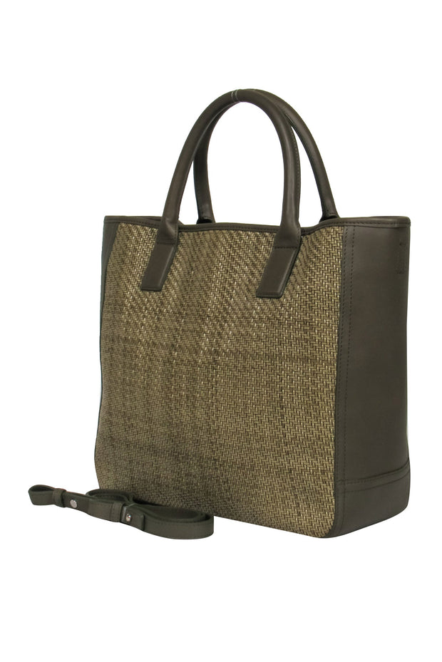 Current Boutique-Shinola - Olive Green Woven Leather Tote Bag