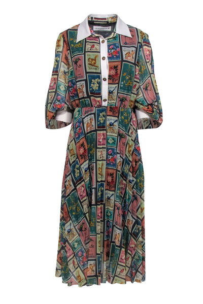 Current Boutique-Shirtaporter - Multi Color Postage Stamp Print Maxi Dress Sz M