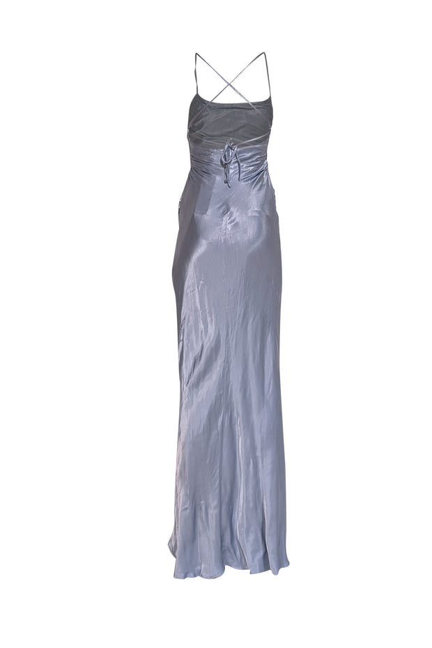 Shona Joy - Powder Blue Satin Lace Back Maxi Dress Sz 2 - Current Boutique