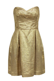 Current Boutique-Shoshanna - Gold Metallic Strapless Cocktail Dress Sz 10