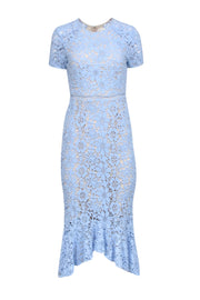 Current Boutique-Shoshanna - Light Blue Lace Short Sleeve Fit & Flare Dress Sz 4