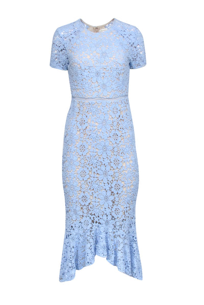 Current Boutique-Shoshanna - Light Blue Lace Short Sleeve Fit & Flare Dress Sz 4