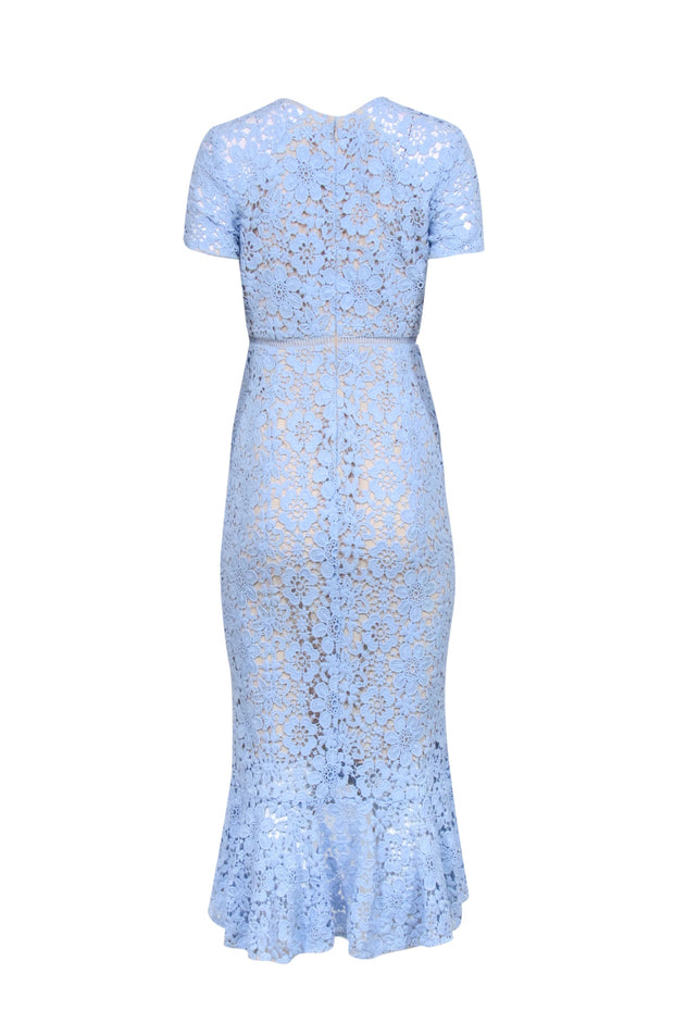 Current Boutique-Shoshanna - Light Blue Lace Short Sleeve Fit & Flare Dress Sz 4