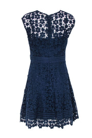Current Boutique-Shoshanna - Navy Floral Eyelet Lace Fit & Flare Dress Sz 8