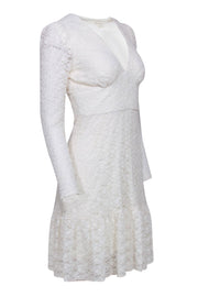 Current Boutique-Shoshanna - Ivory Lave V-Neckline Long Sleeve Dress Sz 2