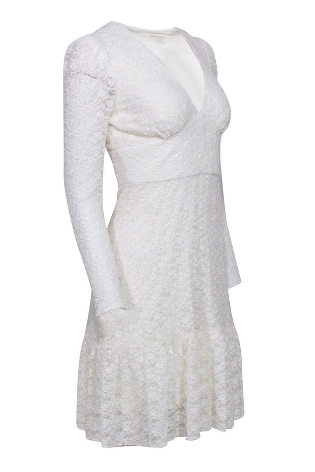 Current Boutique-Shoshanna - Ivory Lave V-Neckline Long Sleeve Dress Sz 2