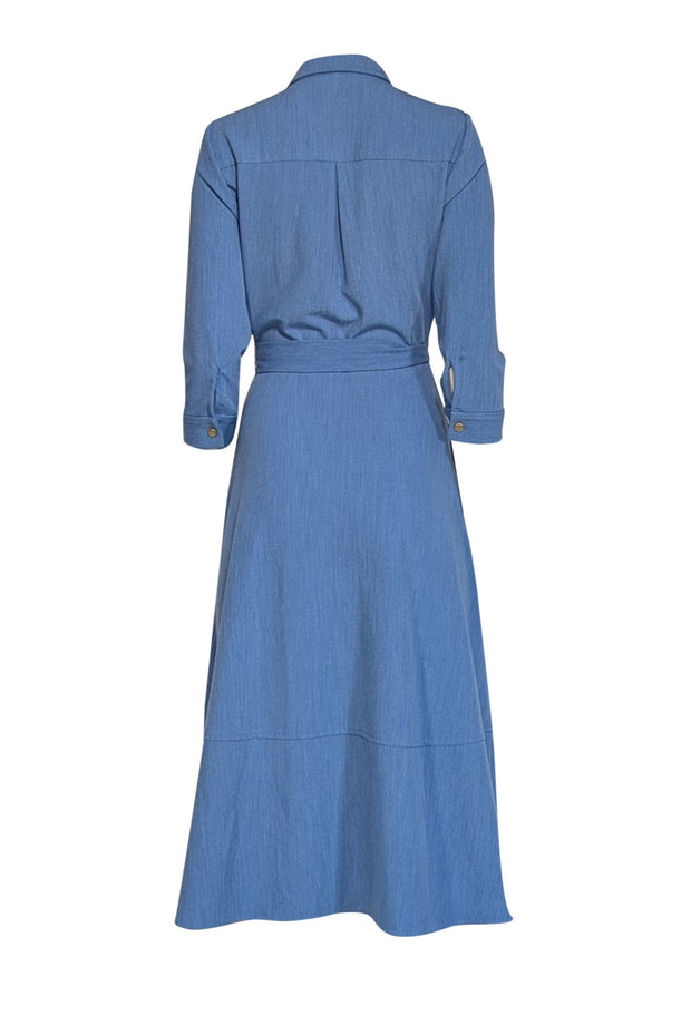 Shoshanna - Blue Belted Midi Shirtdress Sz 6 - Current Boutique