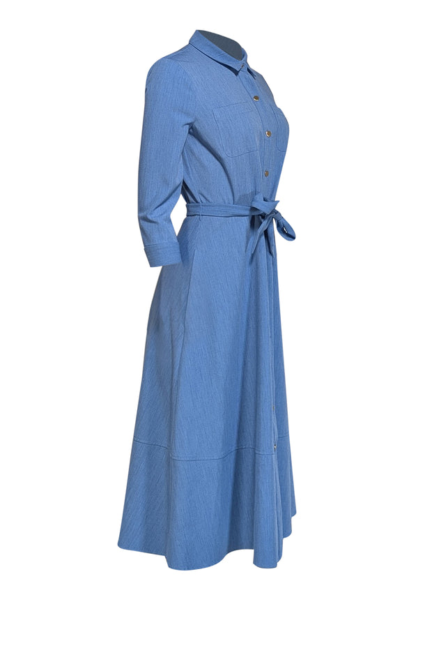 Shoshanna - Blue Belted Midi Shirtdress Sz 6 - Current Boutique