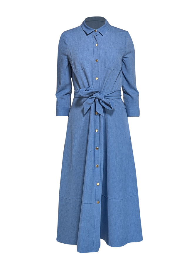 Shoshanna - Blue Belted Midi Shirtdress Sz 6 - Current Boutique