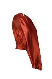 Current Boutique-Sies Marjan - Orange Silk Asymmetrical Draped Top Sz 2