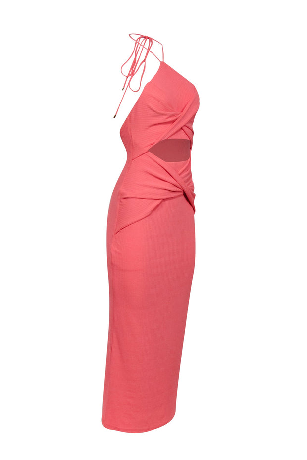 Current Boutique-Significant Other - Coral Orange Ribbed Knit Halter Dress w/ Cut Out Sz 2