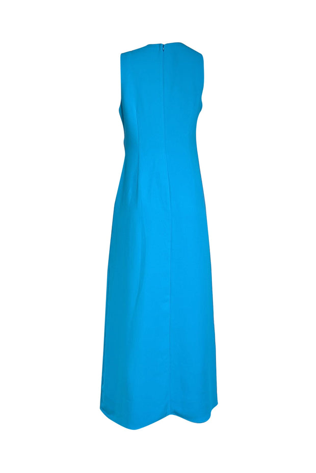 Current Boutique-Simon Miller - Aqua Blue Sleeveless Dress w/ Silver Waist Buttons & Cut Outs Sz 12