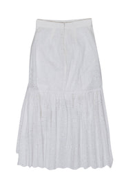 Current Boutique-Sir - White Eyelet Lace Ruffle Front High-Low Skirt Sz 4
