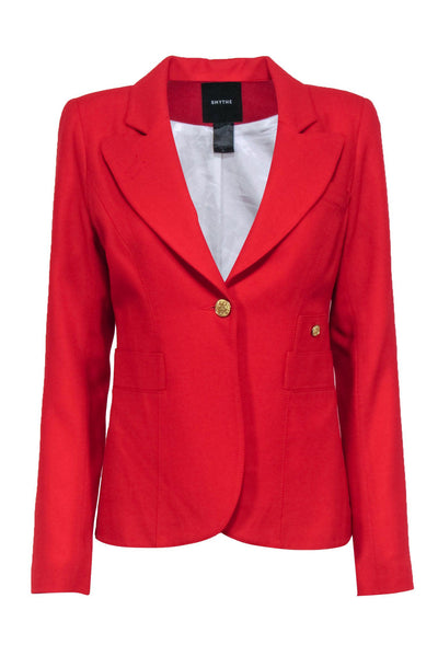 Current Boutique-Smythe - Red Wool "Duchess" Blazer w/ Asymmetrical Back Hem Sz 8