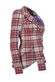 Current Boutique-Smythe - Light Brown, Red, & Navy Plaid Wool Blazer Sz 2