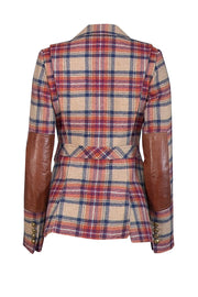 Current Boutique-Smythe - Light Brown, Red, & Navy Plaid Wool Blazer Sz 2