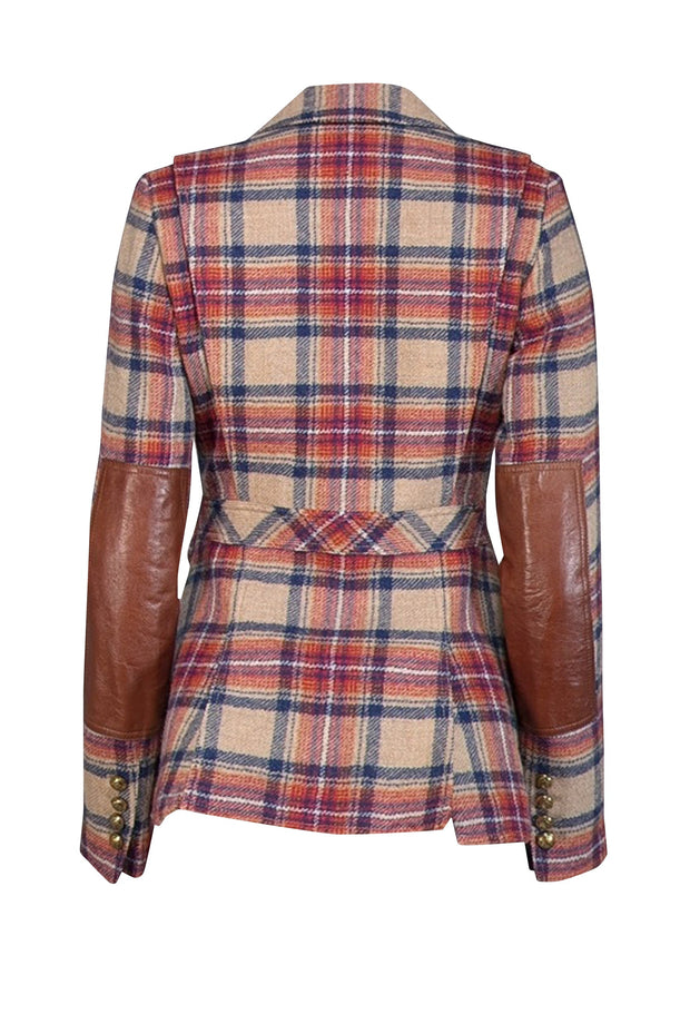 Current Boutique-Smythe - Light Brown, Red, & Navy Plaid Wool Blazer Sz 2