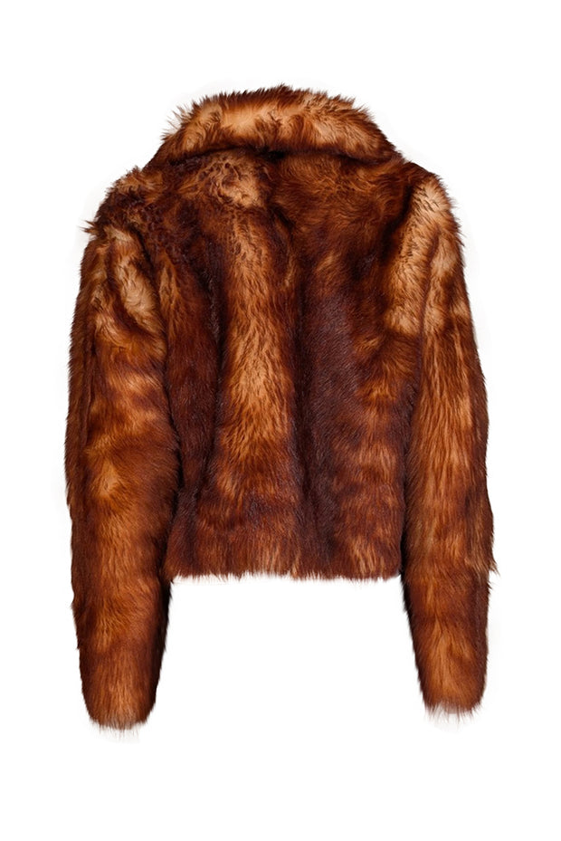 Sofie D'hoore - Tan & Cream Fur w/ Cream Leather Interior Coat Sz 2 - Current Boutique