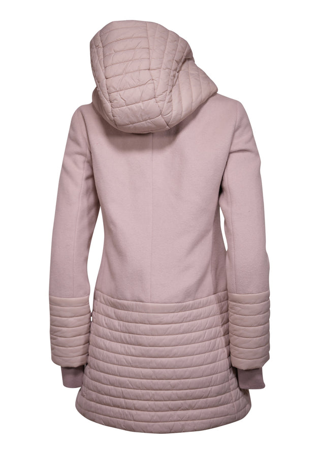 Current Boutique-Soia & Kyo - Beige Wool Mixed Media Hooded Puffer Coat Sz S