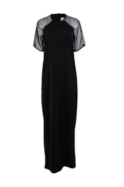 Current Boutique-Solace London - Black Short Mesh Sleeved Shift Gown Sz 4
