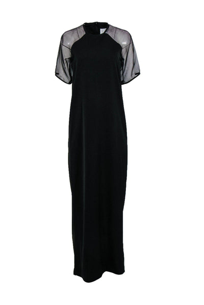 Current Boutique-Solace London - Black Short Mesh Sleeved Shift Gown Sz 4