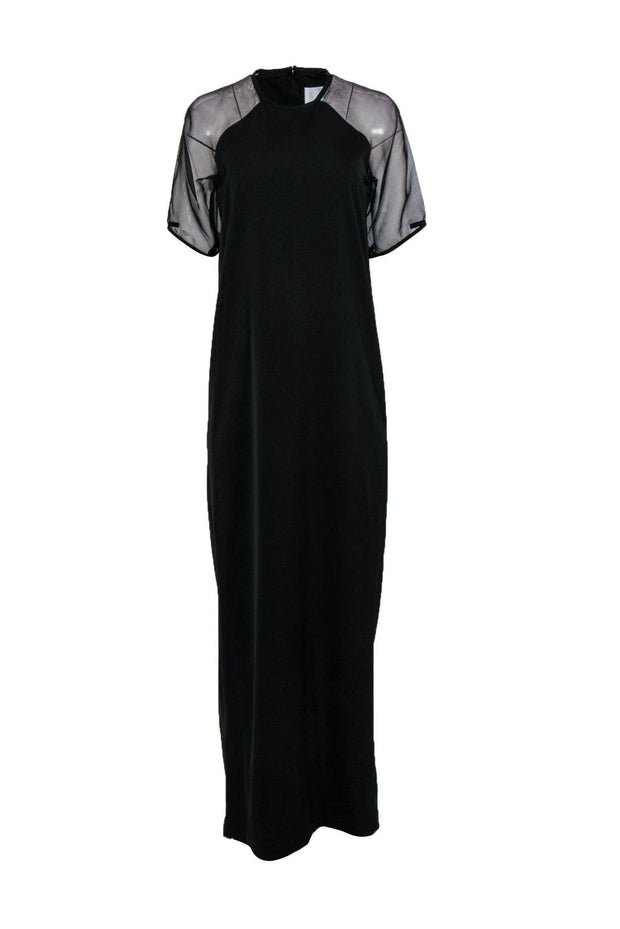 Current Boutique-Solace London - Black Short Mesh Sleeved Shift Gown Sz 4