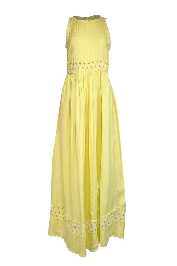 Current Boutique-Solid & Striped - Yellow Sleeveless Maxi Dress Sz M