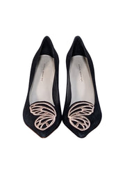 Current Boutique-Sophia Webster - Black Suede Rose Gold Butterfly Toe Pumps Sz 11